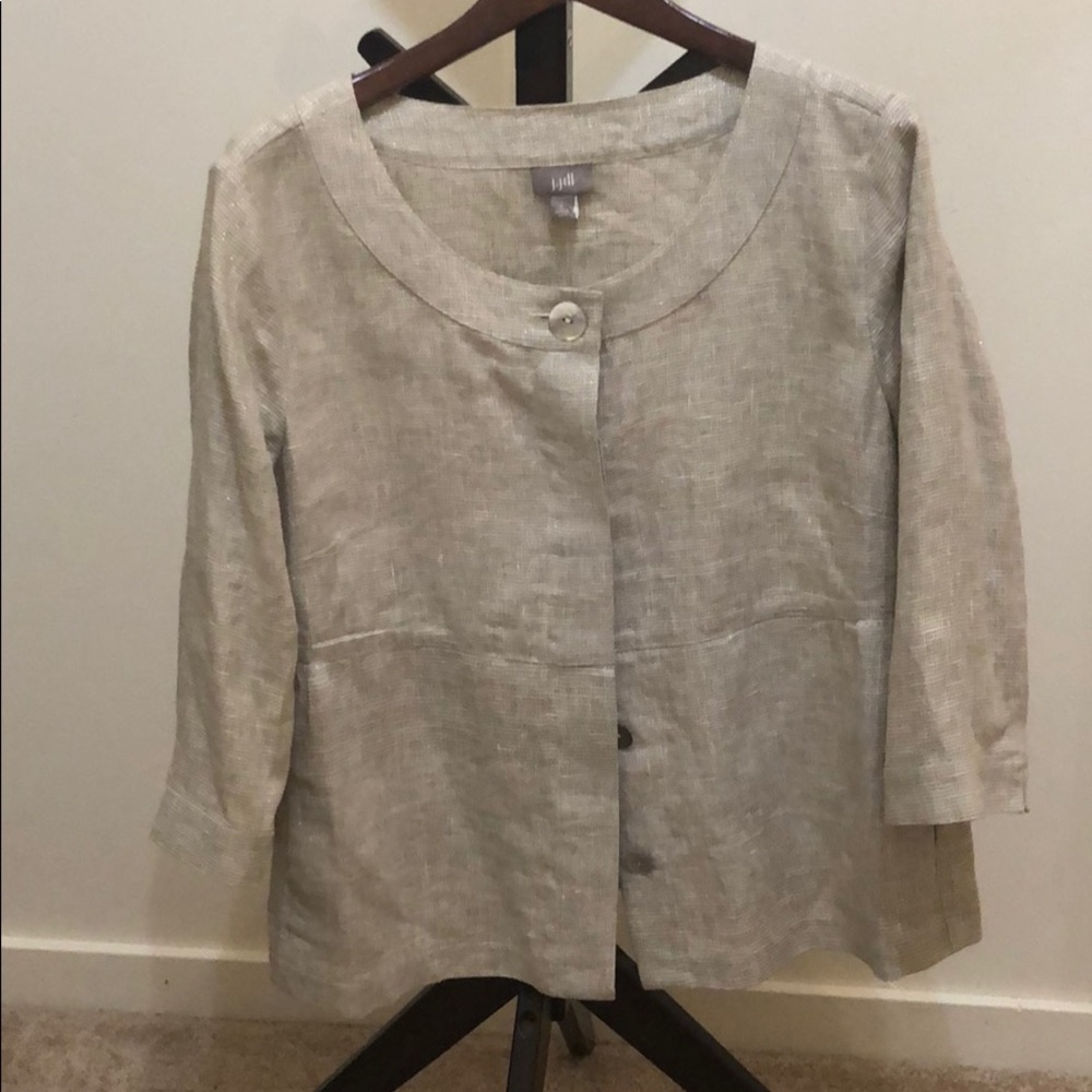 Linen 3/4 sleeve button down jacket